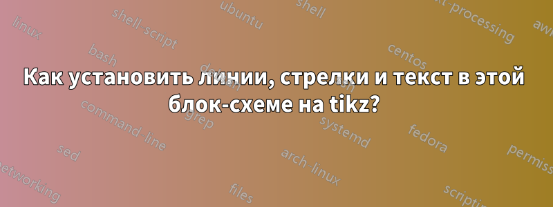 Как установить линии, стрелки и текст в этой блок-схеме на tikz?