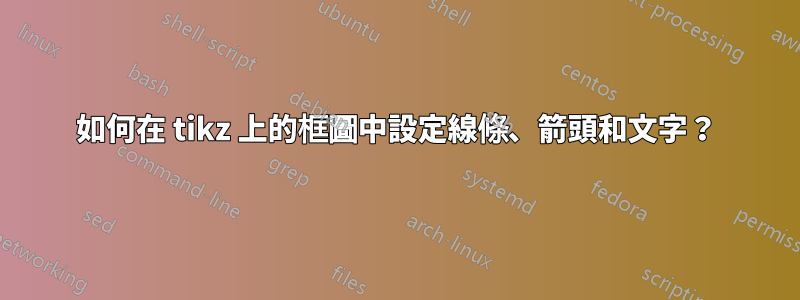 如何在 tikz 上的框圖中設定線條、箭頭和文字？