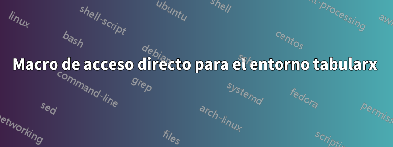 Macro de acceso directo para el entorno tabularx
