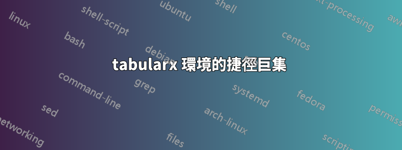 tabularx 環境的捷徑巨集