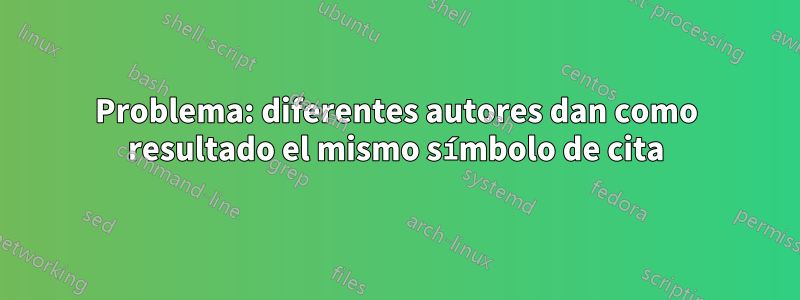 Problema: diferentes autores dan como resultado el mismo símbolo de cita
