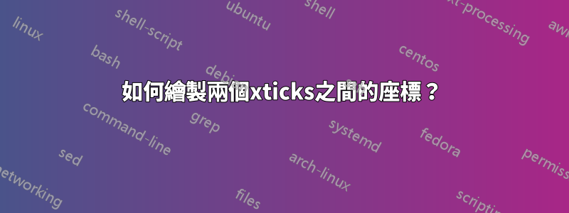 如何繪製兩個xticks之間的座標？