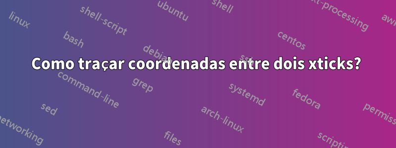 Como traçar coordenadas entre dois xticks?