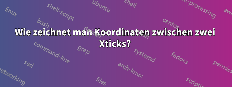 Wie zeichnet man Koordinaten zwischen zwei Xticks?