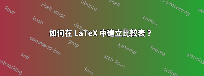 如何在 LaTeX 中建立比較表?