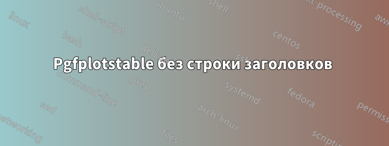 Pgfplotstable без строки заголовков