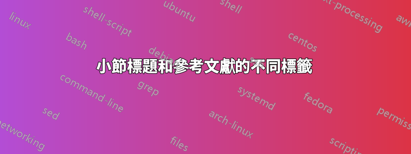 小節標題和參考文獻的不同標籤