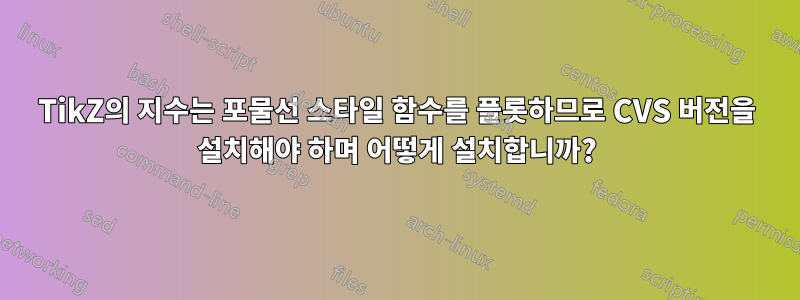 TikZ의 지수는 포물선 스타일 함수를 플롯하므로 CVS 버전을 설치해야 하며 어떻게 설치합니까?