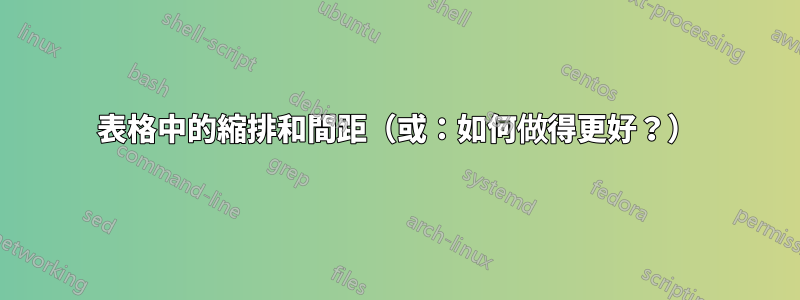 表格中的縮排和間距（或：如何做得更好？）