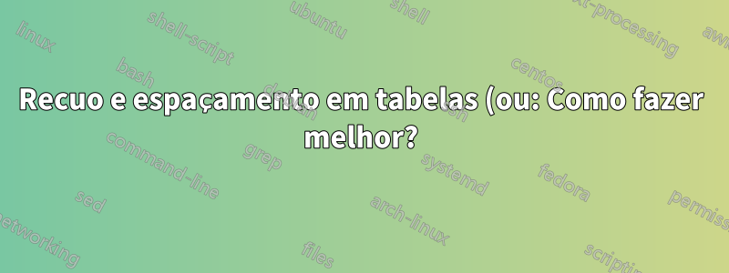 Recuo e espaçamento em tabelas (ou: Como fazer melhor?)