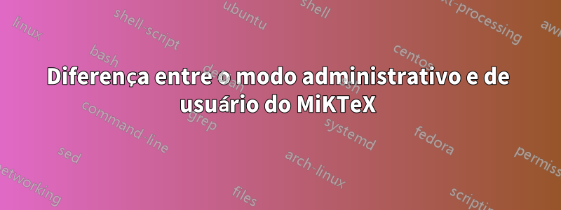 Diferença entre o modo administrativo e de usuário do MiKTeX