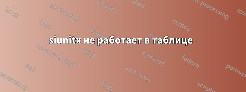 siunitx не работает в таблице 