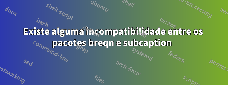 Existe alguma incompatibilidade entre os pacotes breqn e subcaption 