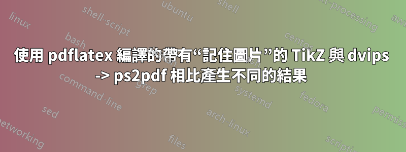 使用 pdflatex 編譯的帶有“記住圖片”的 TikZ 與 dvips -> ps2pdf 相比產生不同的結果