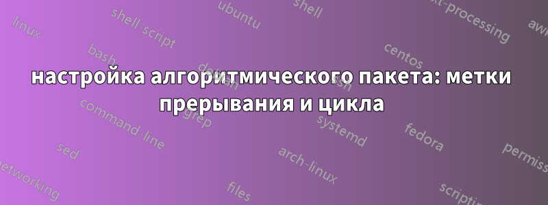 настройка алгоритмического пакета: метки прерывания и цикла