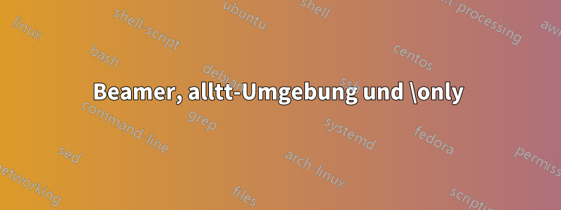 Beamer, alltt-Umgebung und \only
