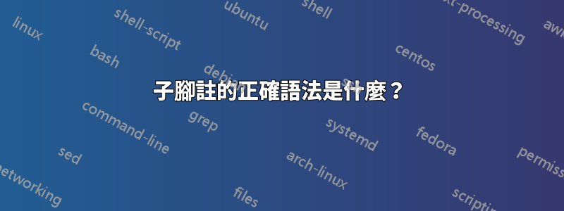 子腳註的正確語法是什麼？