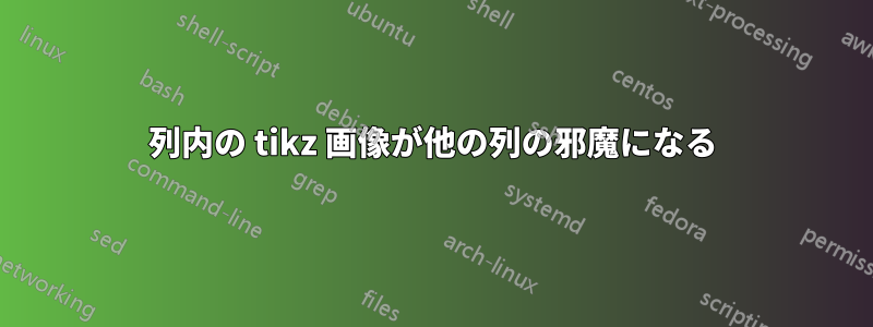 列内の tikz 画像が他の列の邪魔になる