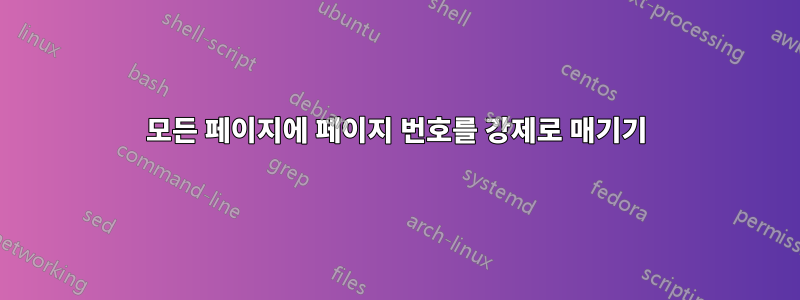 모든 페이지에 페이지 번호를 강제로 매기기