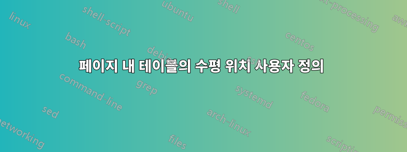 페이지 내 테이블의 수평 위치 사용자 정의