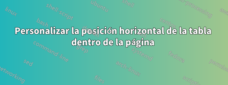 Personalizar la posición horizontal de la tabla dentro de la página