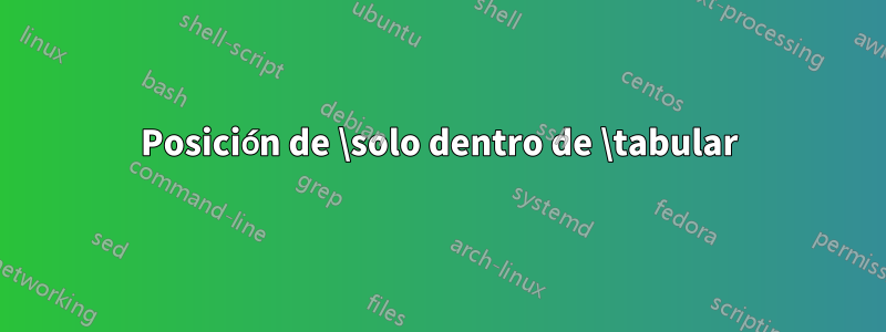 Posición de \solo dentro de \tabular