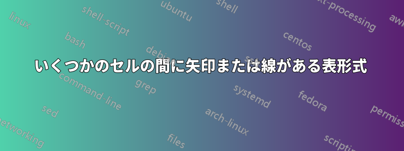 いくつかのセルの間に矢印または線がある表形式