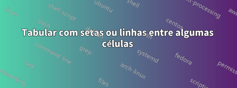 Tabular com setas ou linhas entre algumas células