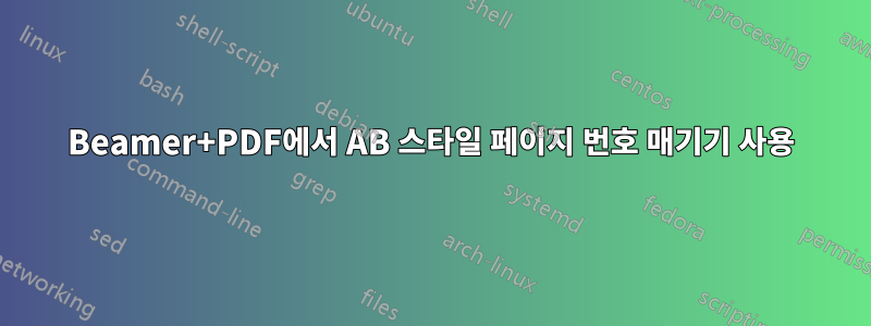 Beamer+PDF에서 AB 스타일 페이지 번호 매기기 사용