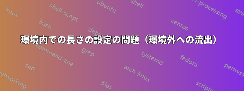 環境内での長さの設定の問題（環境外への流出）