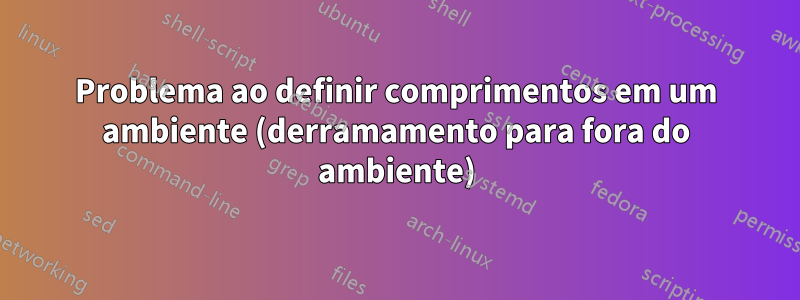 Problema ao definir comprimentos em um ambiente (derramamento para fora do ambiente)