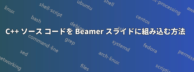 C++ ソース コードを Beamer スライドに組み込む方法 