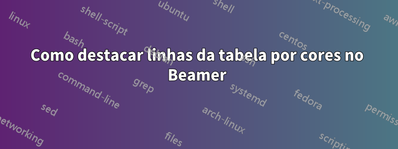 Como destacar linhas da tabela por cores no Beamer