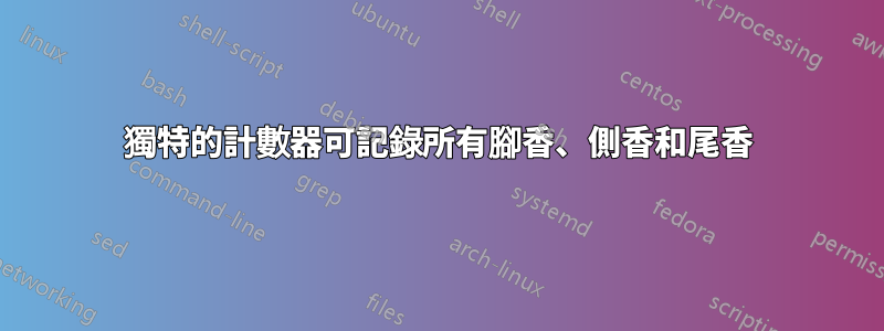 獨特的計數器可記錄所有腳香、側香和尾香