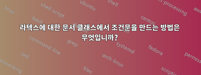 라텍스에 대한 문서 클래스에서 조건문을 만드는 방법은 무엇입니까?