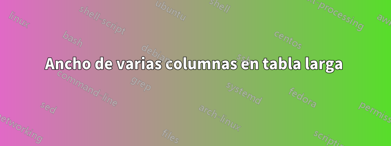 Ancho de varias columnas en tabla larga