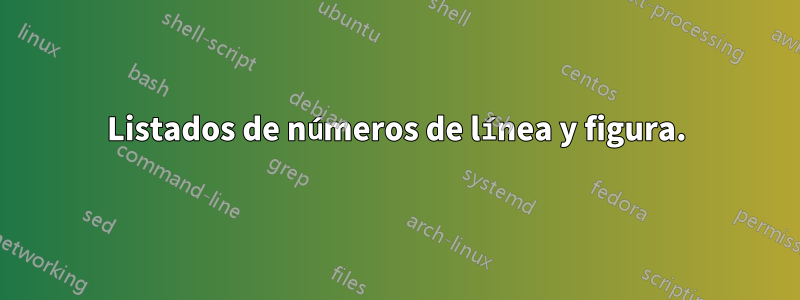 Listados de números de línea y figura.