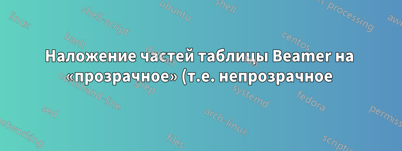 Наложение частей таблицы Beamer на «прозрачное» (т.е. непрозрачное) текстовое поле