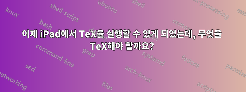 이제 iPad에서 TeX을 실행할 수 있게 되었는데, 무엇을 TeX해야 할까요?