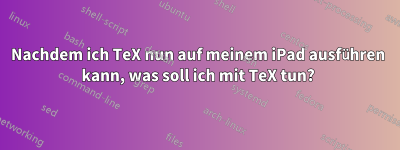 Nachdem ich TeX nun auf meinem iPad ausführen kann, was soll ich mit TeX tun?