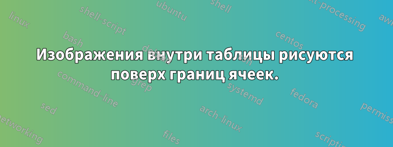 Изображения внутри таблицы рисуются поверх границ ячеек.