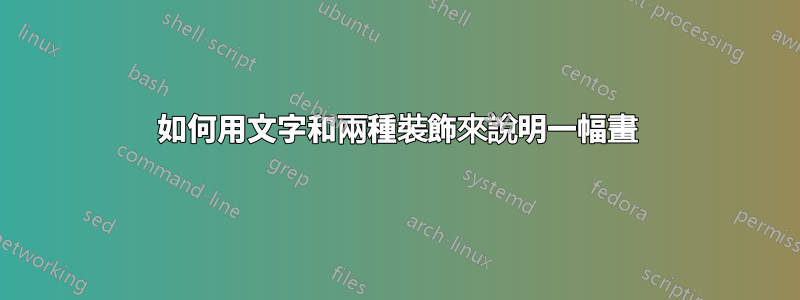 如何用文字和兩種裝飾來說明一幅畫