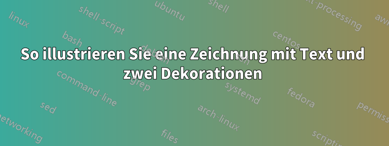 So illustrieren Sie eine Zeichnung mit Text und zwei Dekorationen