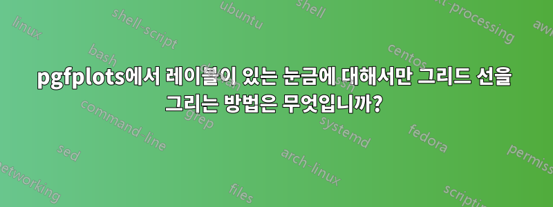 pgfplots에서 레이블이 있는 눈금에 대해서만 그리드 선을 그리는 방법은 무엇입니까?