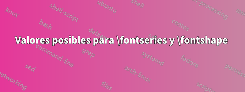 Valores posibles para \fontseries y \fontshape