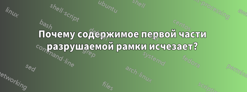 Почему содержимое первой части разрушаемой рамки исчезает?