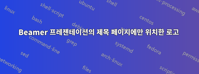 Beamer 프레젠테이션의 제목 페이지에만 위치한 로고