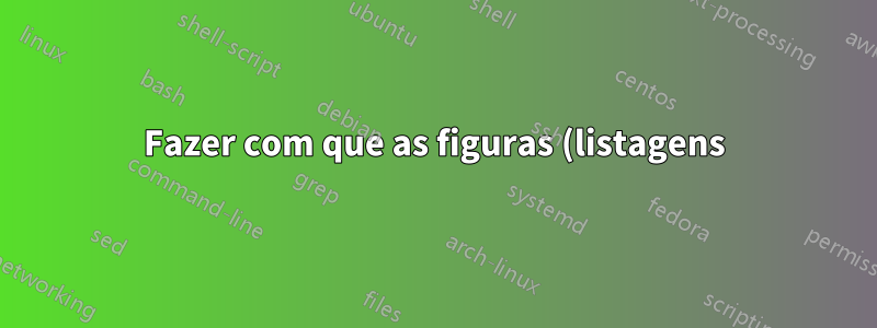 Fazer com que as figuras (listagens) sejam como transições de nó/seta tikz