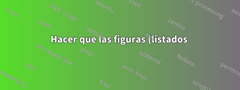 Hacer que las figuras (listados) sean como transiciones de nodo/flecha de tikz