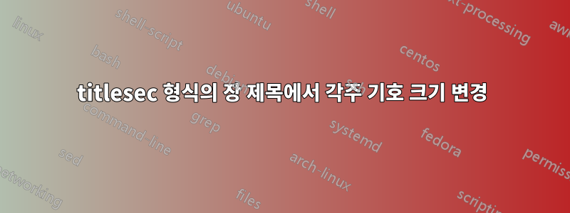 titlesec 형식의 장 제목에서 각주 기호 크기 변경